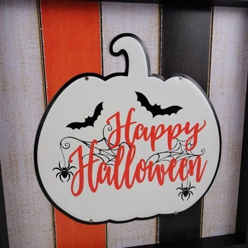 New Happy Halloween Wooden Box Decor Art Sign